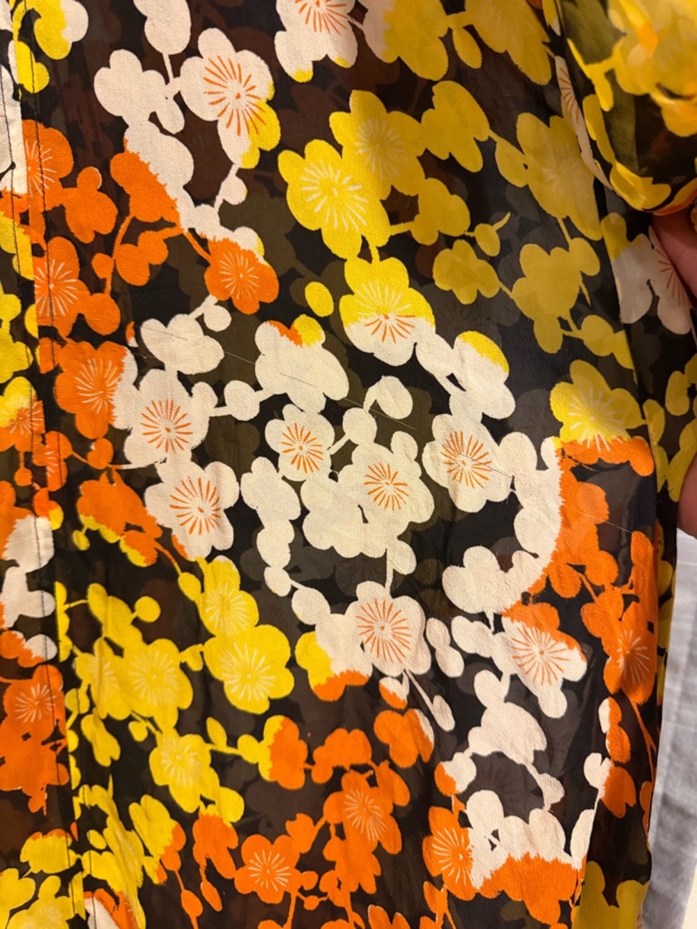 Alexander McQueen Floral Midi Dress in Yellow, Orange & Black - Picture 4 of 9